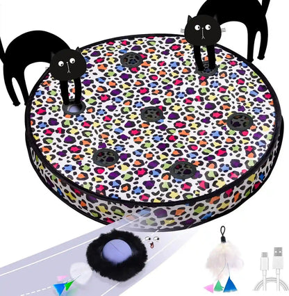 ORSDA Cat Toys, Interactive Fast Rolling Ball in Pouch, Hide and Seek for Indoor Cats, Motion Chirping Activated Moving Ball, 7 Holes Mat Mouse Catching Game10