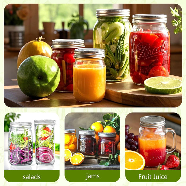 Canning Lids and Rings Regular Mouth, 24Pcs Split Type Metal Mason Jar Lids with Bands for Regular Mouth Ball, Kerr Jars - Food Grade with Silicone Airtight Seal Small Canning Lids (70Mm)7