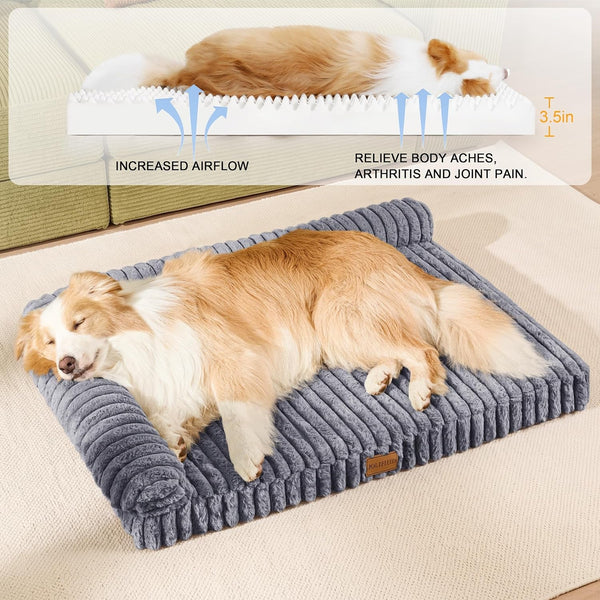 Orthopedic Calming Large Dog Bed Pet Sofa Bed 36''X24'' Grey | 2-Sided Pet Couch Large Sized Dog, Soft Egg-Crate Foam Dog Mat, Waterproof Removable Washable Cover, Nonskid Bottom Cat Bed4