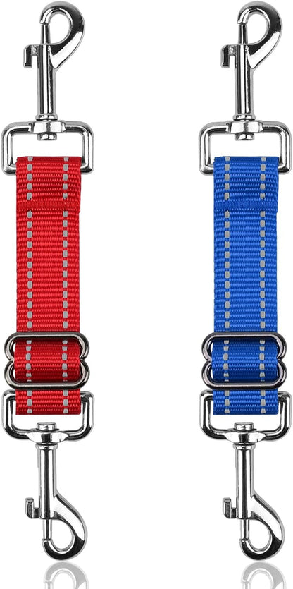 YUEPET Dog Safety Collar Clips 2 Pack Adjustable Prong Backup Clips Reflective Double Ended Backup Clasp Leash Connector for Dog Harness to Collar Safety Clip(Grey+Black) | Prong Collar Backup, Double-Ended Clips, Harness to Collar Connector, Reflective Strap, 7-8.2 in Adjustable Length, 2 Pack12