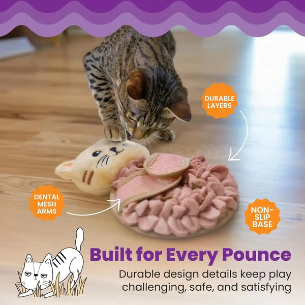 Catstages Snuffle Mat for Cats - Interactive Foraging Toy with Hidden Treats, Non-Slip Base, and Hunting Stimulation for Mental and Physical Activity, 8.7" X 6"5