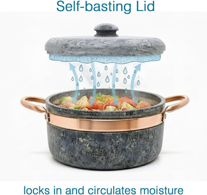 Soapstone 2.4 Qt Dutch Oven with Copper Handles by  | Handcrafted from a Block of Pure Soapstone | Non-Toxic and Non-Stick | Unique, Durable and Eco-Friendly4