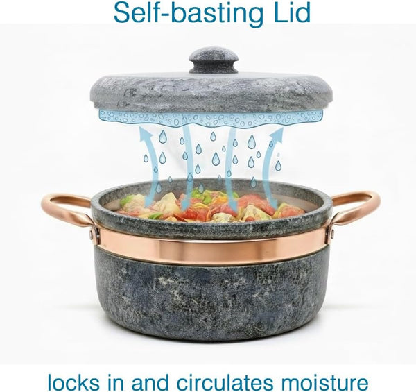 Soapstone 3 Qt Dutch Oven with Copper Handles by  | Handcrafted from a Block of Pure Soapstone | Non-Toxic and Non-Stick | Unique, Durable and Eco-Friendly5
