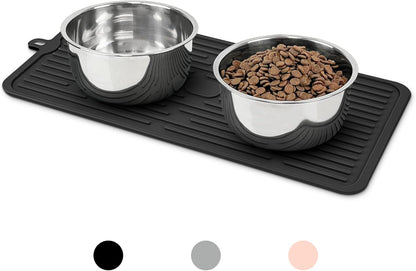 Ptlom Pet Placemat for Dog and Cat, Mat for Prevent Food and Water Overflow, Suitable for Medium and Small Pet, Grey, Silicone11