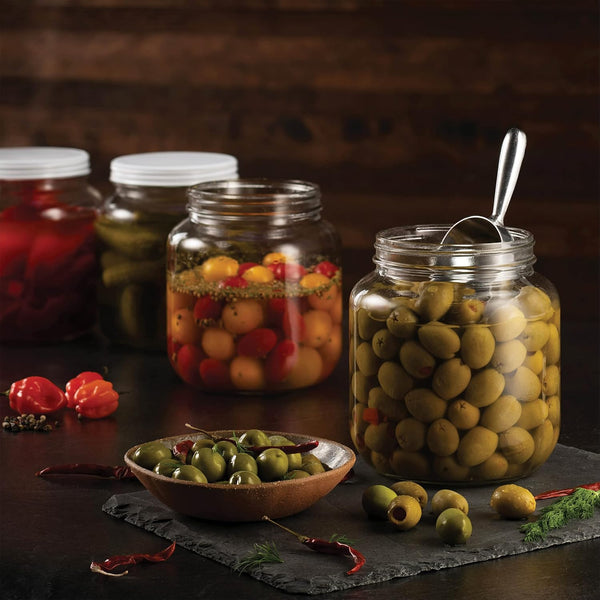 64 Oz Mason Jar, Half Gallon Jar, Wide Mouth, Clear, 4 Pack | Half Gallon Mason Jar, Airtight Metal Lid, 4 in Wide Mouth, Usa-Made Soda-Lime Glass, Canning, Fermenting, Dry Food Storage2