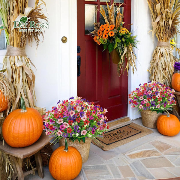 24 Bundles UV Resistant Artificial Flowers for Outdoors Mixed Colors Fake Flowers for Garden Porch Patio Fence Decor4