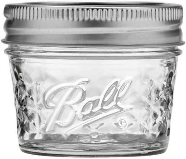 Wide Mouth Quilted Crystal Jelly Jars with Lids and Bands, Used for Canning, Pickling, Juice, Jam, Jelly, Quarter Pint Size (4 Ounce (Pack of 6))2