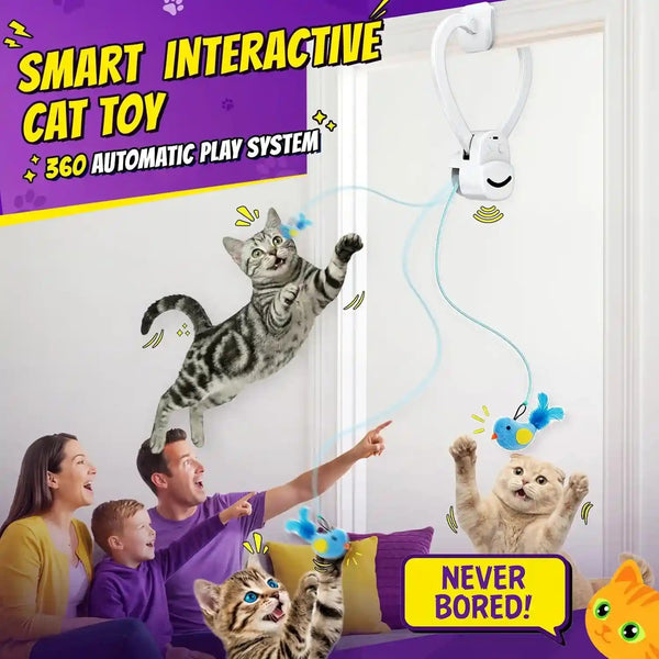 Interactive Cat Toys for Indoor Cats: Automatic Flying Bird Feather Wand Chase Exercise Enrichment Stimulation, USB Rechargeable Durable Safe Hanging Toy for Bored Kittens Adult Multi Cat Households2