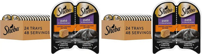Sheba Perfect Portions Pate Wet Cat Food, Savory Chicken, 2.6 Oz, 24 Ct | Grain-Free, 48 Servings, No Fillers, Made in USA, Real Meat, Complete & Balanced, Essential Vitamins, Twin-Pack Trays18