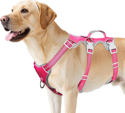 Huntboo Escape Proof Dog Harness, Escape Artist Harness, Reflective Harness with Padded Handle, Breathable, Durable, Adjustable Vest for Medium Dogs Walking, Training, and Running Gear (Blue, M)23