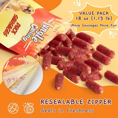 Jungle Calling 66-Count Soft Duck Sausage Treats for Small & Medium Dogs | Slow Roasted Chewy Duck Jerky, Low Fat Bite-Sized Training Treats, Soft Treats for Senior Dogs, Easy to Chew & Digest, 18 Oz9