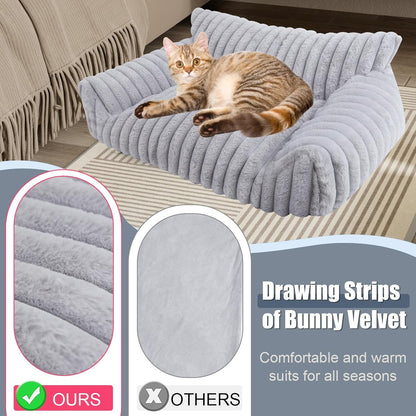 Cute Cat Couch Bed for Indoor Cats, Dog Beds for Small Dogs Couch, S, Grey | Dog Couch Bed with Removable Washable Cover,Cute Fluffy Pet Sofa Cat Couch Bed,Washable Dog Bed Medium Large Size Dog4