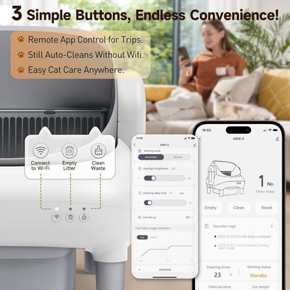 Automatic Cat Litter Box,Self Cleaning Litter Box for Multiple Cats with Open Top Design,App Control and Safety Protection,Ultra-Quiet,Easy Setup,Light Gray6