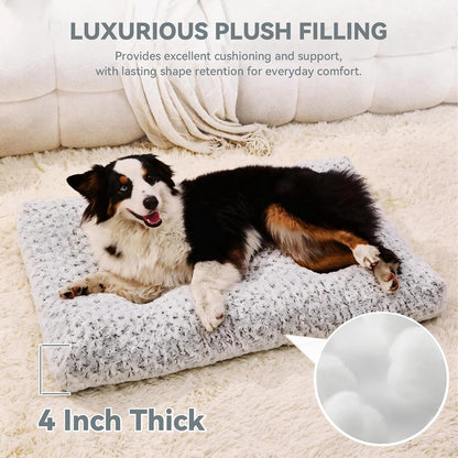 Orthopedic Dog Bed for Dogs, Calming Plush Dog Mat with Thick Cushion Support, Washable Fluffy Pet Bed with Non-Slip Bottom, Soft Indoor Dog Crate Bed (Gray, 41.0" L X 27.0" W X 4.0" Th)8