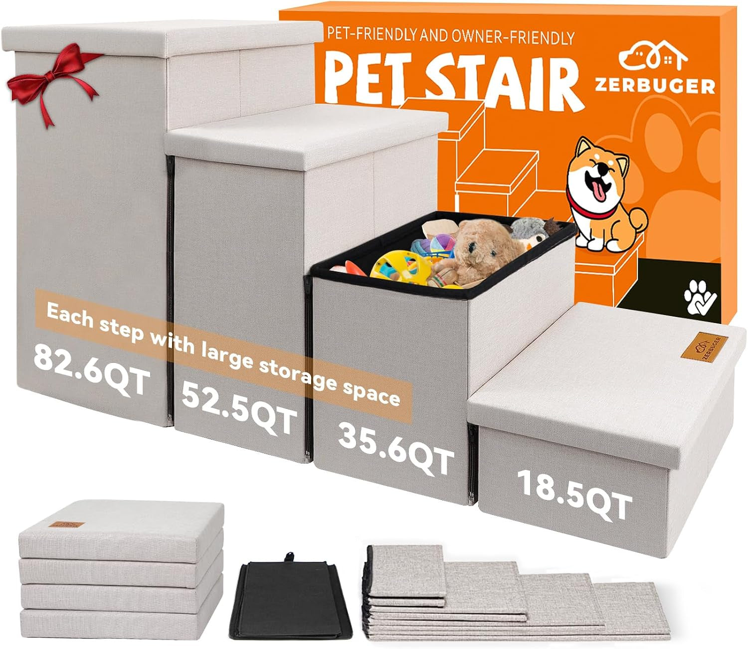zerbuger-wider-dog-ramp-for-high-bed-with-storage-18-h-foldable-dog-stairs-for-small-medium-large-older-senior-animal-sturdy-dog-step-for-climbing-bed-or-couch-arthritis-friendly-gray-no-condo