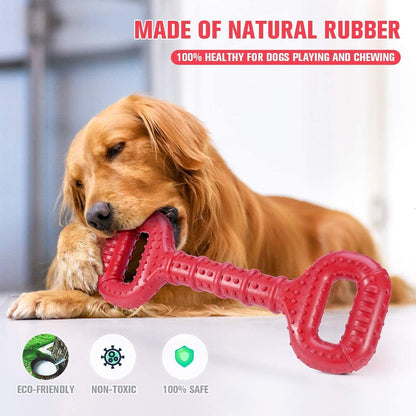 Feeko Dog Toys for Aggressive Chewers Large Breed, 15 Inch Interactive Long Lasting Dogs Toy with Convex Design Natural Rubber Tug-Of-War Toy for Medium Large Tooth Clean(Red)2