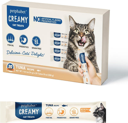 PETPHABET Lickable Cat Treats Squeeze, 4 Flavors Variety Pack 20 Tubes | Creamy Puree Squeezable Wet, Skin & Coat Health, Digestive Care, High Protein, Grain Free8