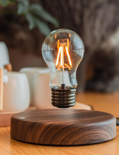 Levitating Bulb Lamp, Magnetic Floating Night Light for Desk Decor | Unique Valentine'S Day Gift for Lovers, Cool Tech Gadget for Home Office, Christmas Birthday Present (Round Classic Bulb)1