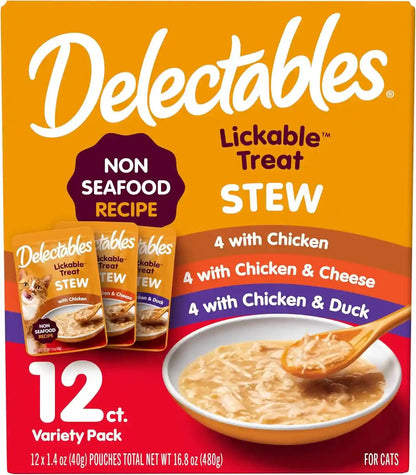 Delectables Non-Seafood Stew Lickable Wet Cat Treats, Variety Pack, 1.4 Ounce (Pack of 12)1