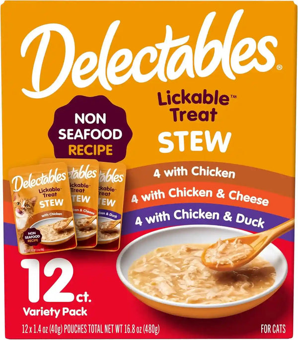 Delectables Non-Seafood Stew Lickable Wet Cat Treats, Variety Pack, 1.4 Ounce (Pack of 12)1