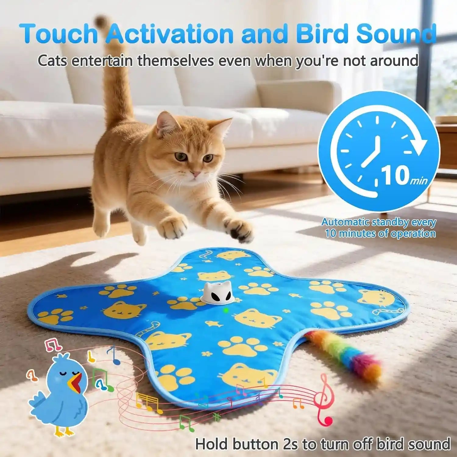 interactive-cat-toys-for-indoor-cats-rechargeable-hide-seek-toy-touch-activated-3-speed-modes-realistic-bird-chirps-10-min-auto-shutoff-hidden-feather-wand-for-bored-adult-cats-blue