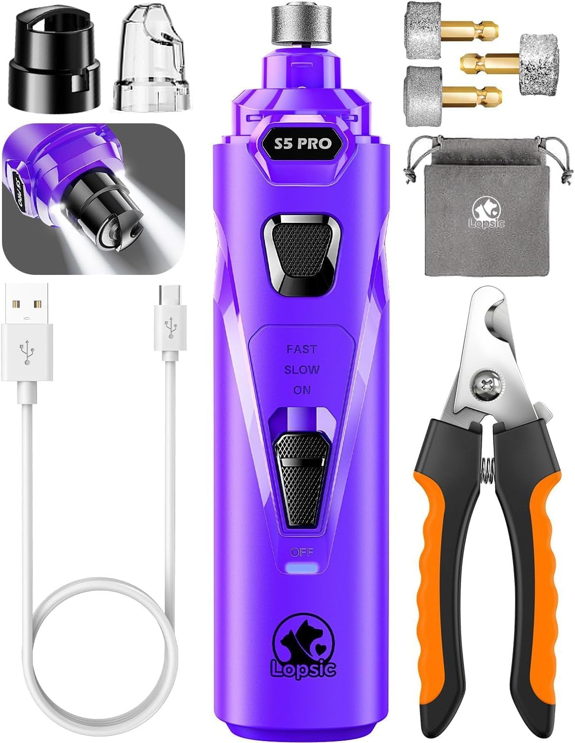 whisper-quiet-dog-nail-grinder-safe-stress-free-for-sensitive-dogs-cats-4-led-lights-3-grinding-bits-3-speed-pet-nail-trimmers-rechargeable-painless-grooming-kit-for-all-breeds-sizes