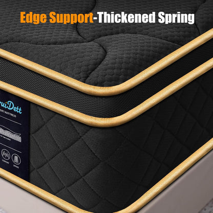 Queen Mattress 12 Inch Medium Firm Hybrid Mattress Queen Size Memory Foam Pocket Springs Queen Bed Matress in a Box for All Sleeping Positions Motion Isolation Comfortable Sleep (Black, Queen 12 Inch)6