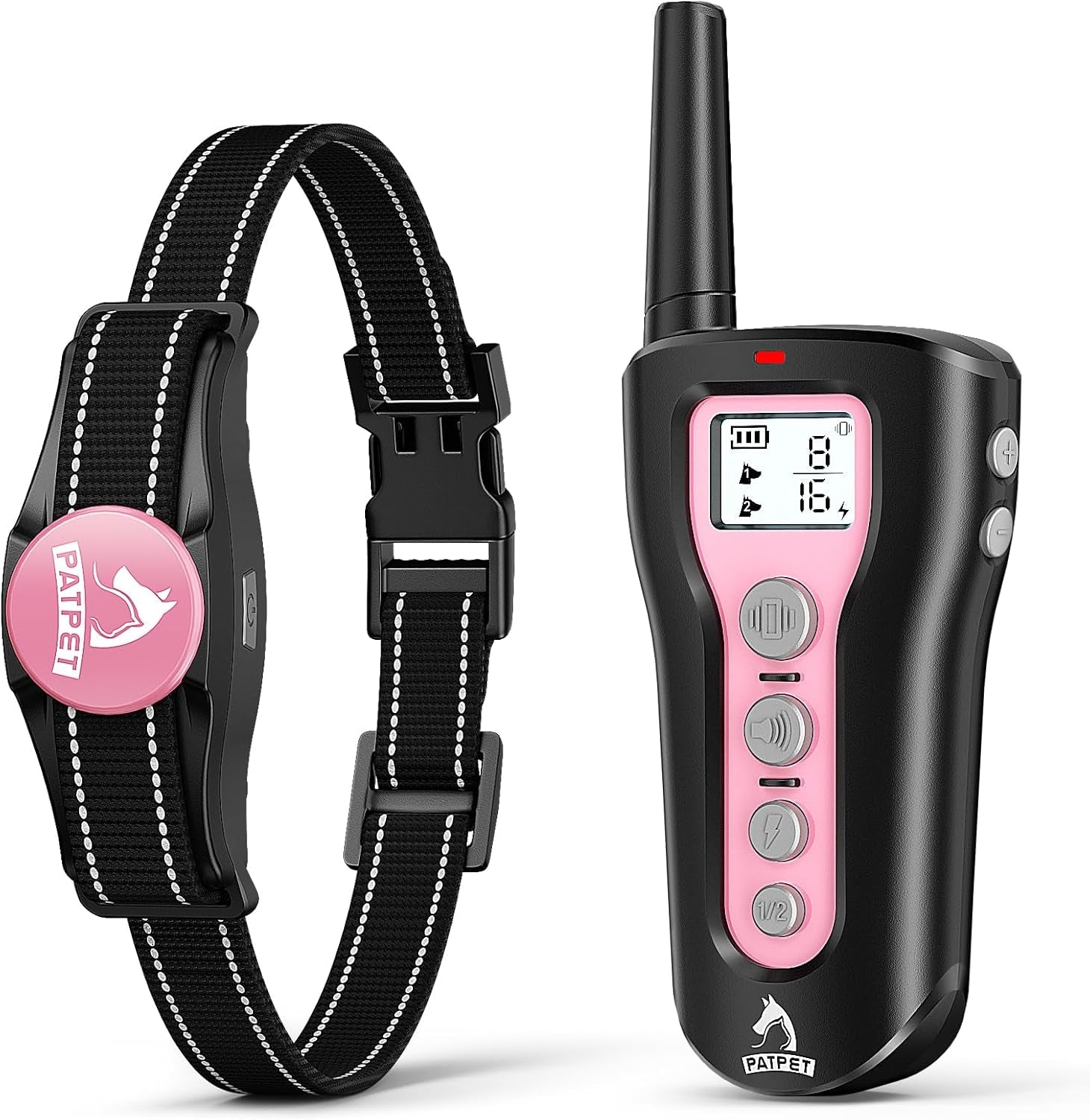 patpet-dog-shock-collar-rechargeable-dog-training-collar-with-remote-for-medium-large-dogs-3-training-modes-beep-vibration-shock-ipx7-waterproof-1000ft-electric-dog-collar-black