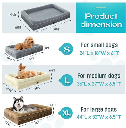 Waterproof Memory Foam Dog Beds for Extra Large Dogs Non-Slip Orthopedic Dog Beds Washable Couch Pet Bed with Removable Cover (Grey, X-Large)8