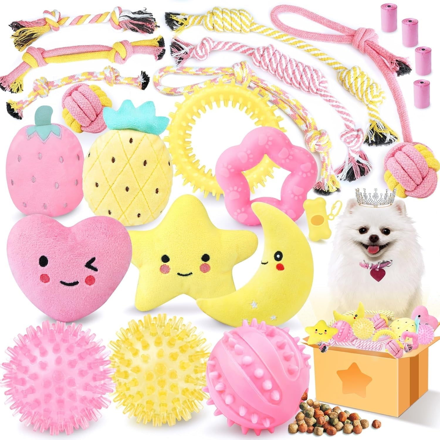 xiugoal-pink-puppy-toys-for-boredom-23-pack-puppy-chew-toys-for-teething-interactive-dog-toys-for-puppies-cute-small-dog-toys-with-treat-ball-squeaky-dog-chew-toys-and-ropes
