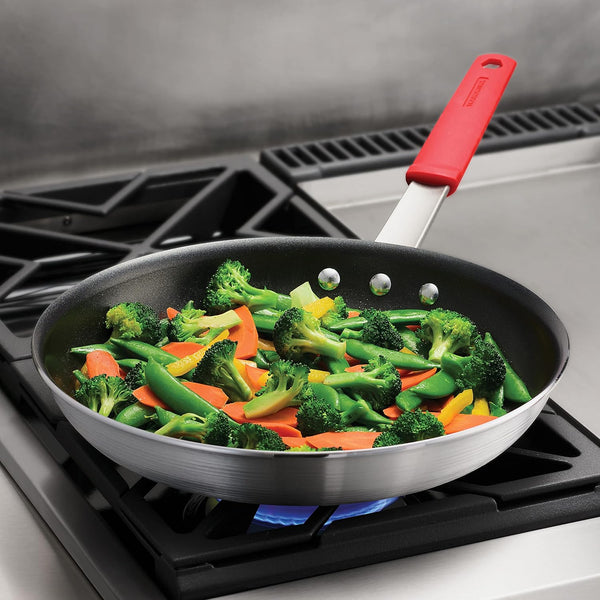 Professional 12-Inch Non Stick Large Frying Pan | Heavy-Gauge Aluminum Skillet with Reinforced Nonstick Coating, Red Handle, Dishwasher and Oven Safe, Made in Brazil2
