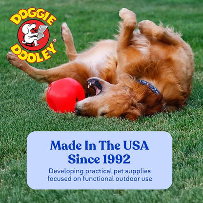 Doggie Dooley Virtually Indestructible Dog Ball - 10 Inch Hard Plastic Interactive Dog Toy for Large Breeds over 45+ Lbs - Built for Herding & Push Play - Floats in Water, Made in USA - Red7