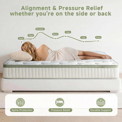 King Size Mattress, 14 Inch Hybrid King Mattress in a Box, Medium Firm Memory Foam Mattress, with Individual Pocket Springs, Upgrade Zoned Support, Motion Isolation&Pressure Relief, Certipur-Us4