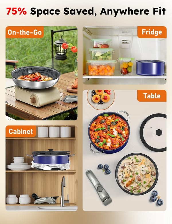 Pro  12PC Nonstick Pots and Pans Set&Hybrid 3-Ply Stainless Steel Skillet, High Heat Sear&Fry, 2-Layer Ceramic Induction Cookware, 9H Scratch-Resistant&Anti-Warp,Pfas Free,All Cooktop/Dishwasher8