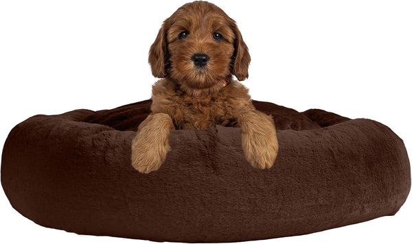 PETMAKER Dog Bed - Donut Pet Bed for Medium Pets - Dog Bed with Removable Washable Cover and Anti-Slip Bottom - Puppy Essentials (Dark Brown)1