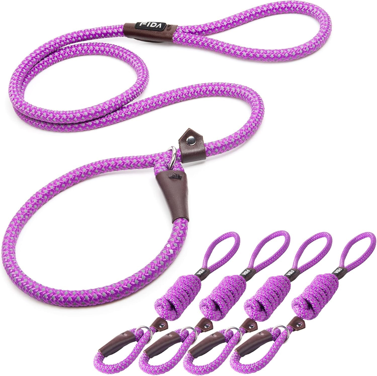 fida-durable-slip-lead-dog-leash-6-ft-x-1-2-heavy-duty-dog-loop-leashes-comfortable-strong-rope-slip-leash-for-large-medium-dogs-no-pull-pet-training-lead-with-highly-reflective1-2-black