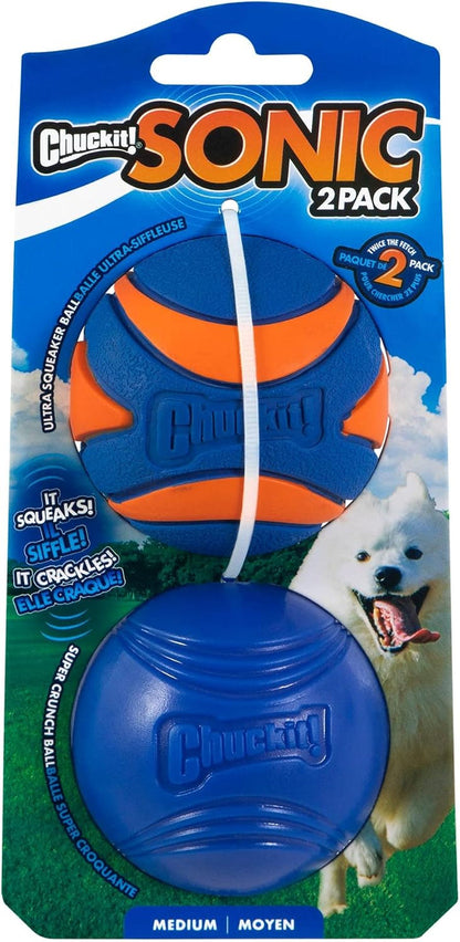 Chuckit! Sonic Dog Ball Medium (2.5 Inch Diameter) Pack of 2, for Breeds 20-60 Lbs1