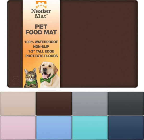 Neater Pet Brands Neater Mat Pet Mats for Food and Water, Cat & Dog Bowl Mat Waterproof Silicone, Feeding Tray, Dog Food Mats for Floors, Placemat W/Raised Edge for under Bowls, 16” X 10”, Cappuccino2