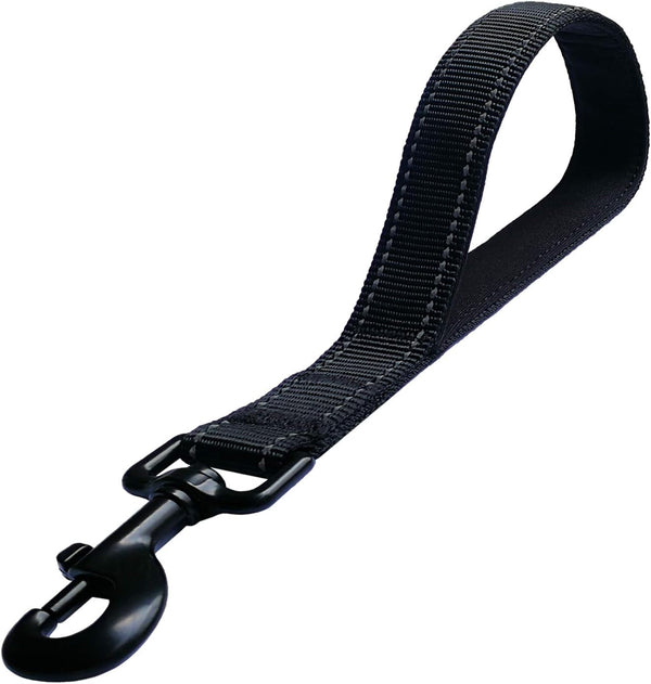 Short Dog Leash - Traffic Padded Handle - Heavy Duty - Short Nylon Dog Lead for Training Control - Reflective Threads Pet Leashes for Large Dogs and Medium Dogs (12 Inch, Black)1