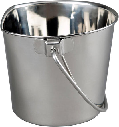 Advance Pet Products 4 Quart Stainless Steel Bucket with Dual Hook | Perfectly Fits on Kennels, Cages and Critter Crates | Heavy Duty Bucket for Pets Cleaning & Food Prep - Flat Sided Pail14