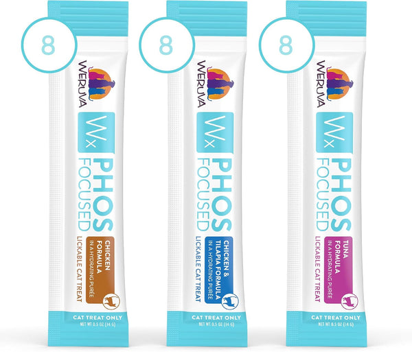 Weruva Wx Phos Focused, Lickable Cat Treats Variety Pack, 0.5Oz Tube, Pack of 245