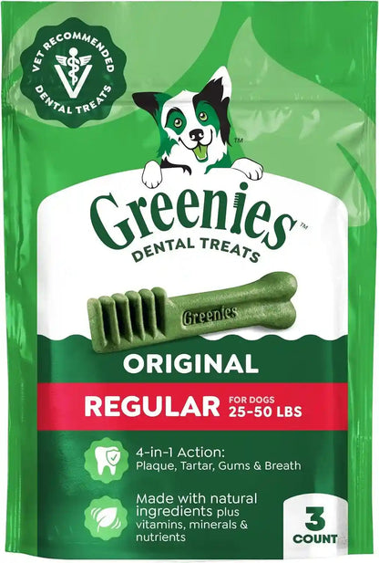 Greenies Regular Dental Dog Treats, Original Chicken Flavor, 36 Count | Clinically-Proven, Veterinarian-Recommended, 47% Less Tartar & 40% Less Plaque in 28 Days, for Dogs 25-50 Lbs, 36 Oz. Pack19