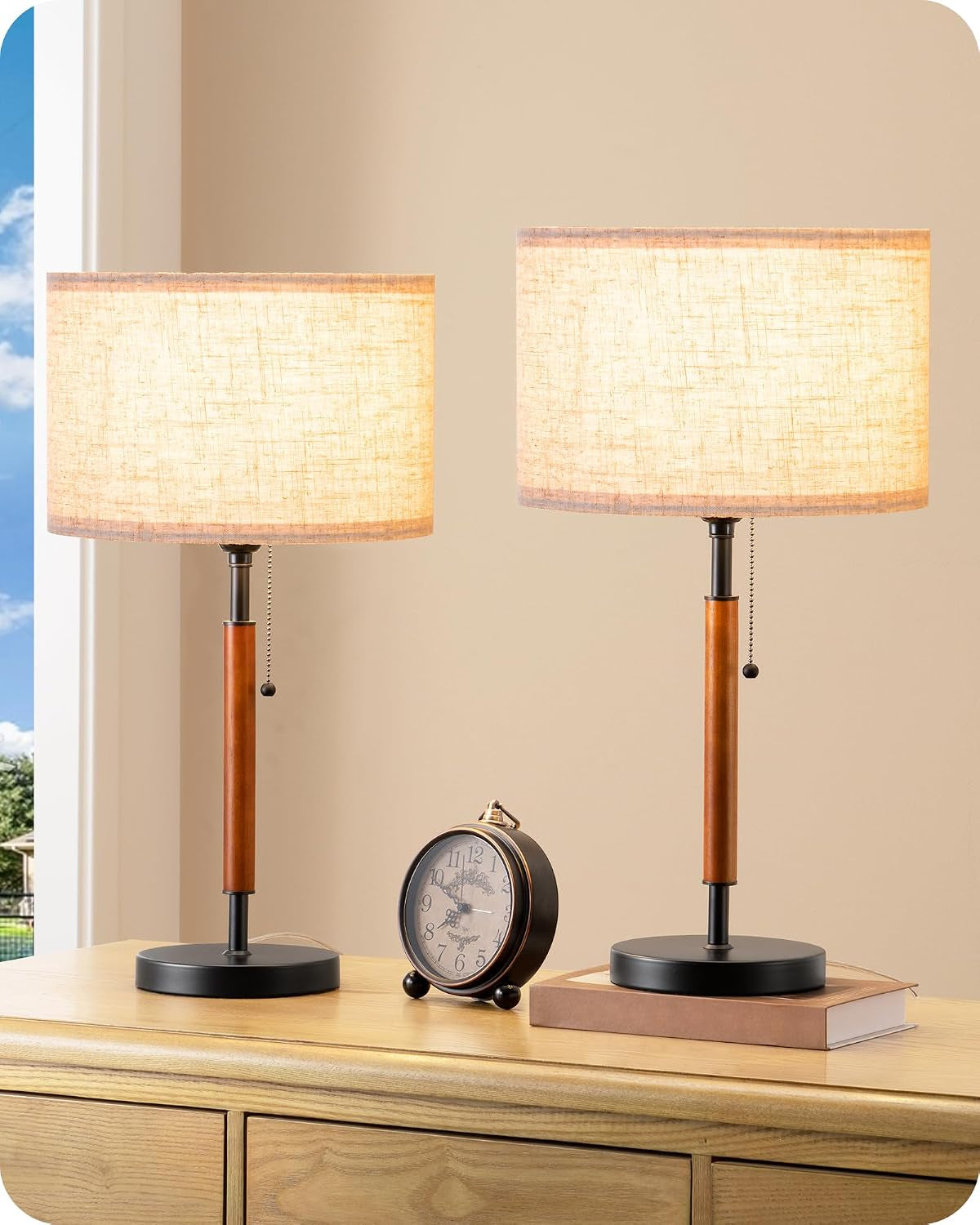 mid-century-table-lamp-set-of-2-pull-chain-switch-metal-base
