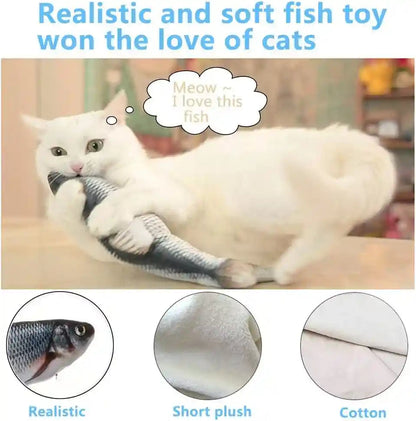 Tocirelo Cat Toys Flopping Fish with Catnip, Moving Cat Toy Interactive for Indoor Cats, Kitten Kicker Floppy Dog Toy, 11" Electric Realistic Plush Wiggle Fish for Kitty Exercise4
