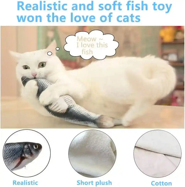 Tocirelo Cat Toys Flopping Fish with Catnip, Moving Cat Toy Interactive for Indoor Cats, Kitten Kicker Floppy Dog Toy, 11" Electric Realistic Plush Wiggle Fish for Kitty Exercise4