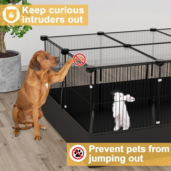 Tresbro Guinea Pig Cage with Top Cover & 12 Panels, Triple Fixing Measures Small Animal Playpen with Waterproof PVC Liner & One-Motion Hooks, 48 X 24 X 16 C&C Grids Cage for Bunny, Hedgehog, Hamster7