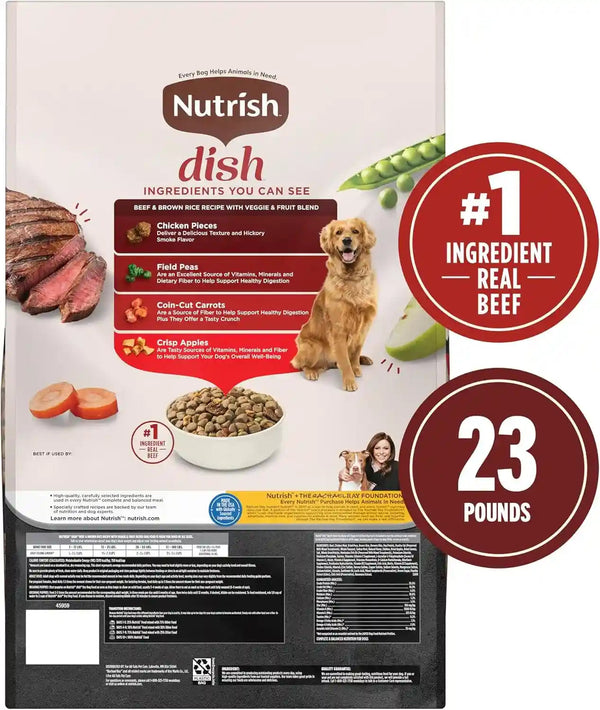 Nutrish Dish Dry Dog Food, Beef Recipe, 23 Lb. Bag (Rachael Ray) | Made with Brown Rice and Veggies & Fruit Blend, Veterinarian Reviewed Formula, Complete & Balanced Nutrition for Dogs3