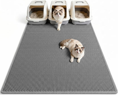 Pieviev Cat Litter Mat Double Layer Waterproof Urine Proof Trapping Mat 1 Pack (Gray, 24X15 Inch (Pack of 1)) | Honeycomb Design Catches Scattered Particles to Stop Tracking, Urineproof Base Protects Floors, Easy to Clean19