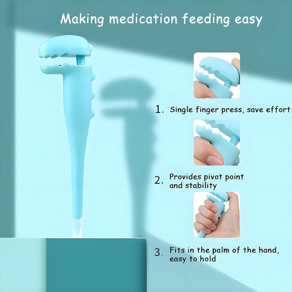 Dinosaur Pet Pill Shooter for Cats and Dogs - Soft Silicone Tip Medicine Dispenser for Pills & Capsules - Reusable Animal Pill Gun | Pet Pill Dispenser, 2 Silicone Tips, for Cats, Puppies and Small Animals, Medicine Pill Pusher2