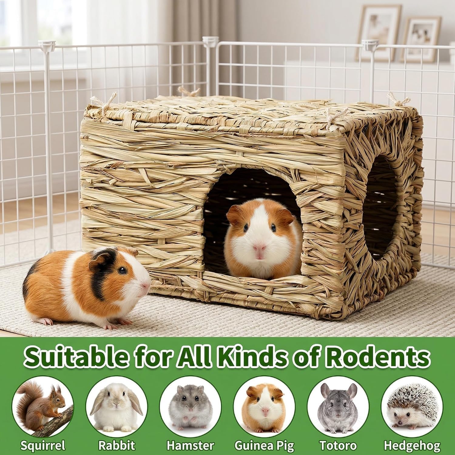 wuweot-2-pack-large-grass-bunny-house-foldable-rabbit-hut-play-hideaway-bed-hay-mat-chew-toy-for-rabbit-guinea-pigs-gerbils-hamster-and-small-animals-11x8x8